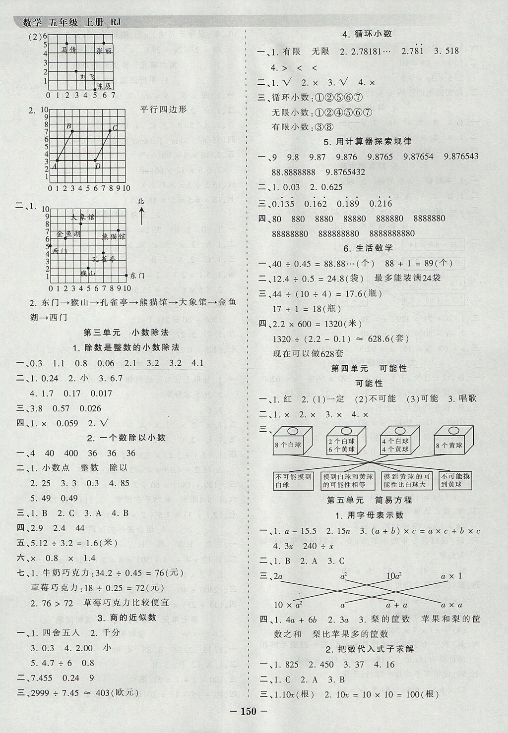 2017年王朝霞德才兼?zhèn)渥鳂I(yè)創(chuàng)新設(shè)計五年級數(shù)學(xué)上冊人教版 參考答案第10頁