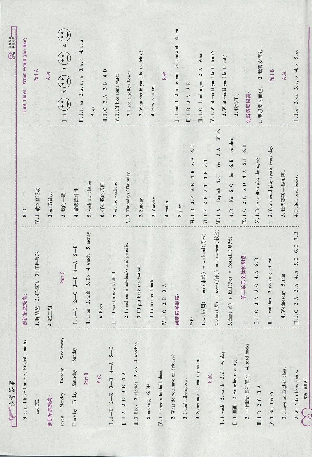 2017年全優(yōu)備考五年級(jí)英語(yǔ)上冊(cè) 參考答案第2頁(yè)