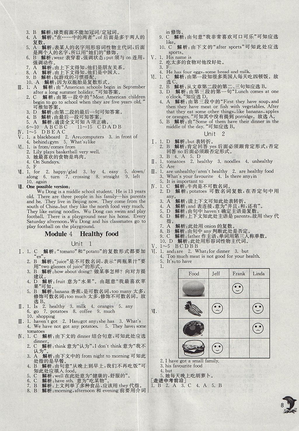 2017年實(shí)驗(yàn)班提優(yōu)訓(xùn)練七年級(jí)英語(yǔ)上冊(cè)外研版天津?qū)０?nbsp;參考答案第8頁(yè)