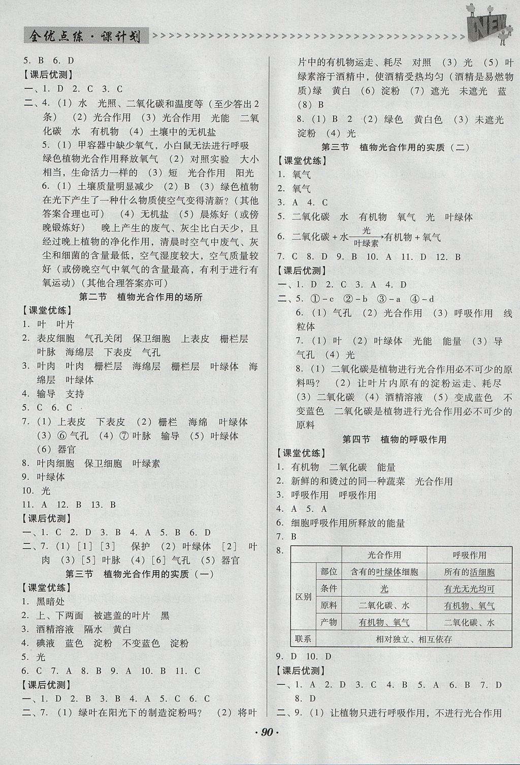 2017年全优点练课计划七年级生物上册苏教版 参考答案第7页