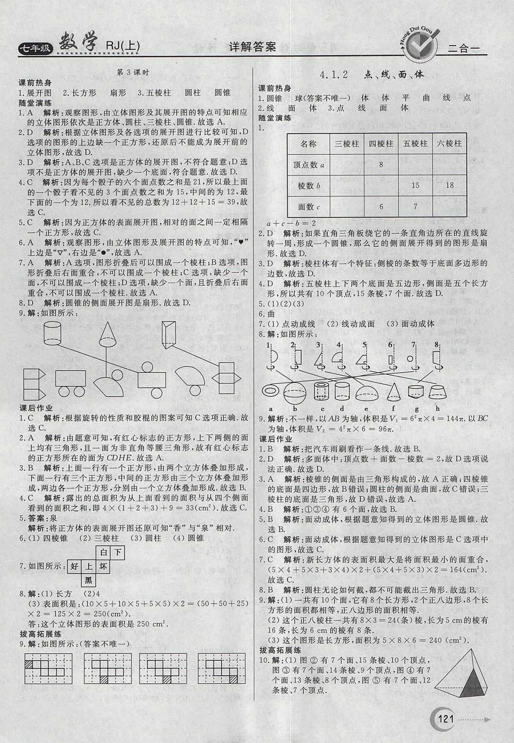 2017年紅對(duì)勾45分鐘作業(yè)與單元評(píng)估七年級(jí)數(shù)學(xué)上冊(cè)人教版 參考答案第21頁