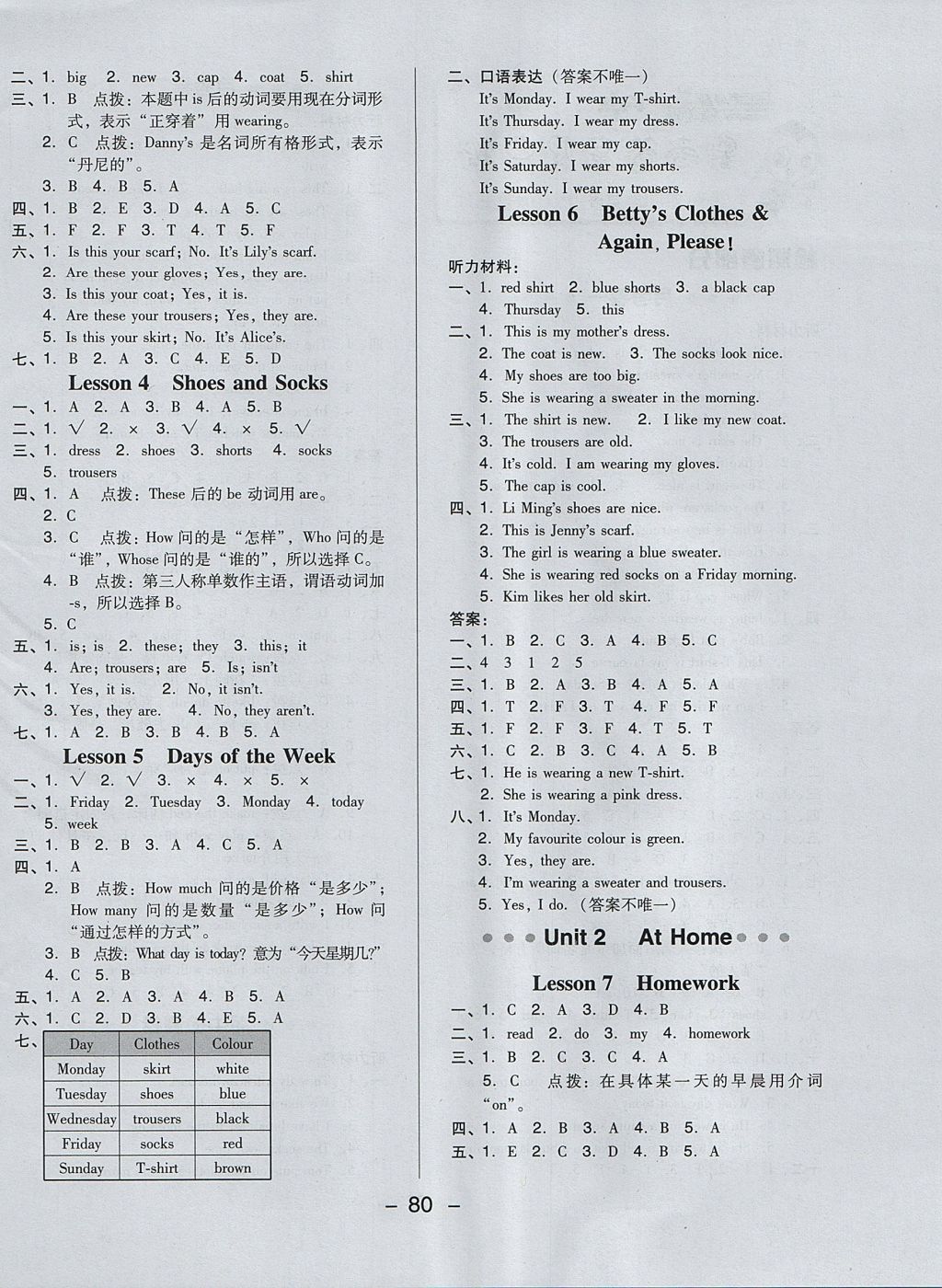 2017年綜合應(yīng)用創(chuàng)新題典中點(diǎn)四年級(jí)英語(yǔ)上冊(cè)冀教版三起 參考答案第4頁(yè)