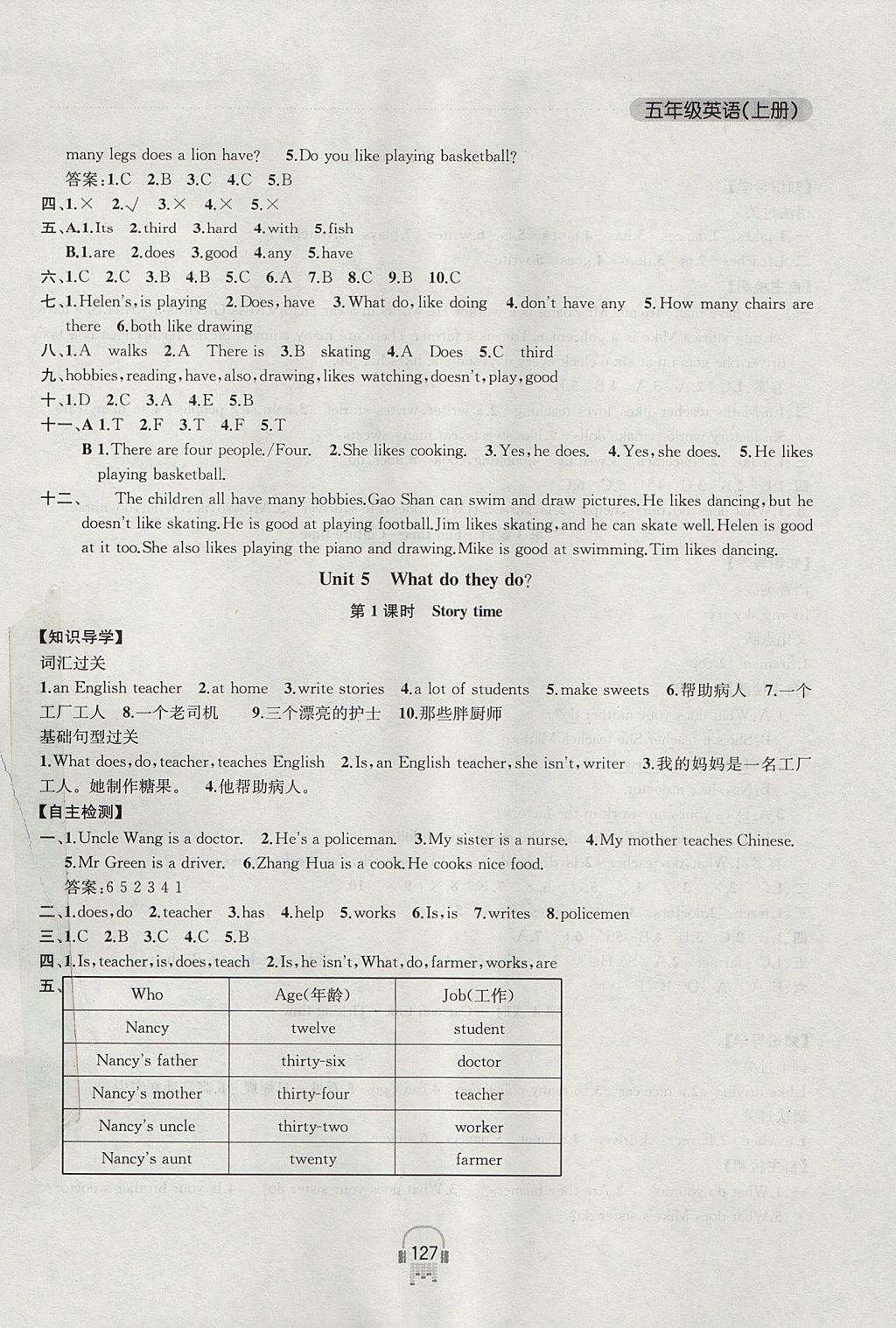 2017年金钥匙课时学案作业本五年级英语上册江苏版 参考答案第11页