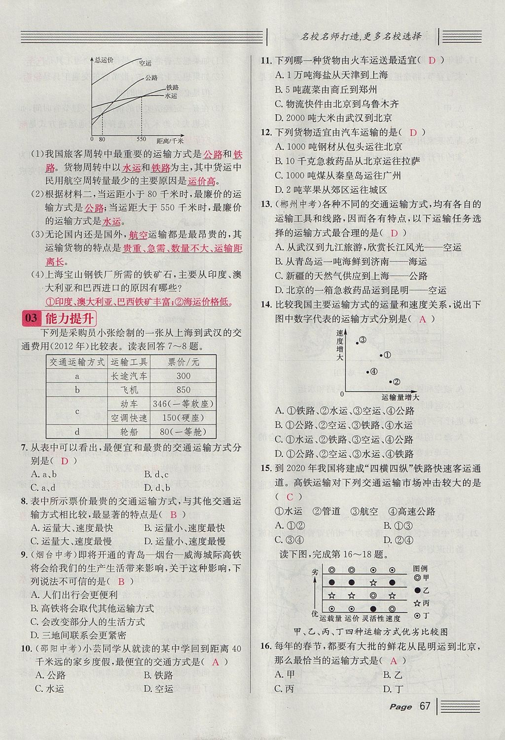 2017年名校课堂滚动学习法八年级地理上册人教版 第四章 中国的经济发展第91页