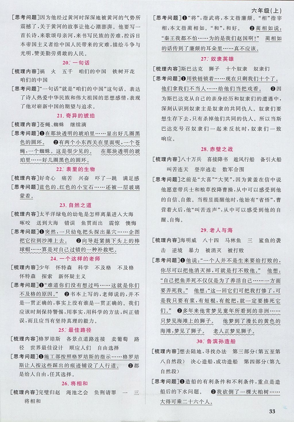 2017年陽光同學課時優(yōu)化作業(yè)六年級語文上冊語文S版 預(yù)習單答案第11頁