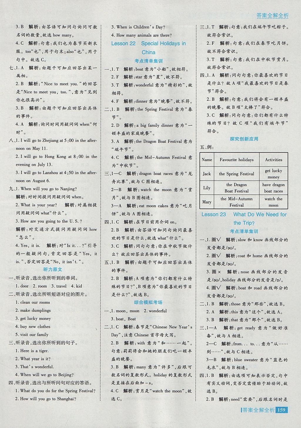 2017年考點集訓與滿分備考五年級英語上冊冀教版 參考答案第23頁