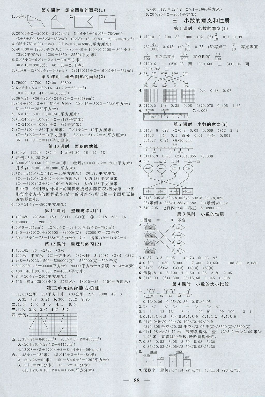 2017年陽光同學(xué)課時優(yōu)化作業(yè)五年級數(shù)學(xué)上冊蘇教版 參考答案第2頁