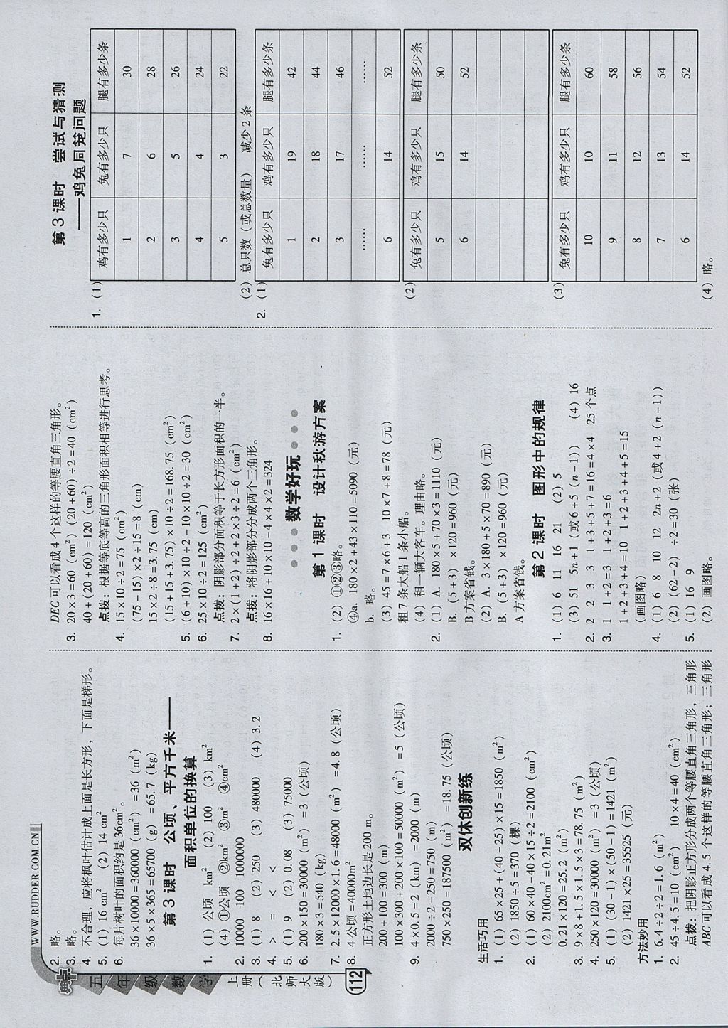 2017年綜合應(yīng)用創(chuàng)新題典中點五年級數(shù)學(xué)上冊北師大版 參考答案第12頁