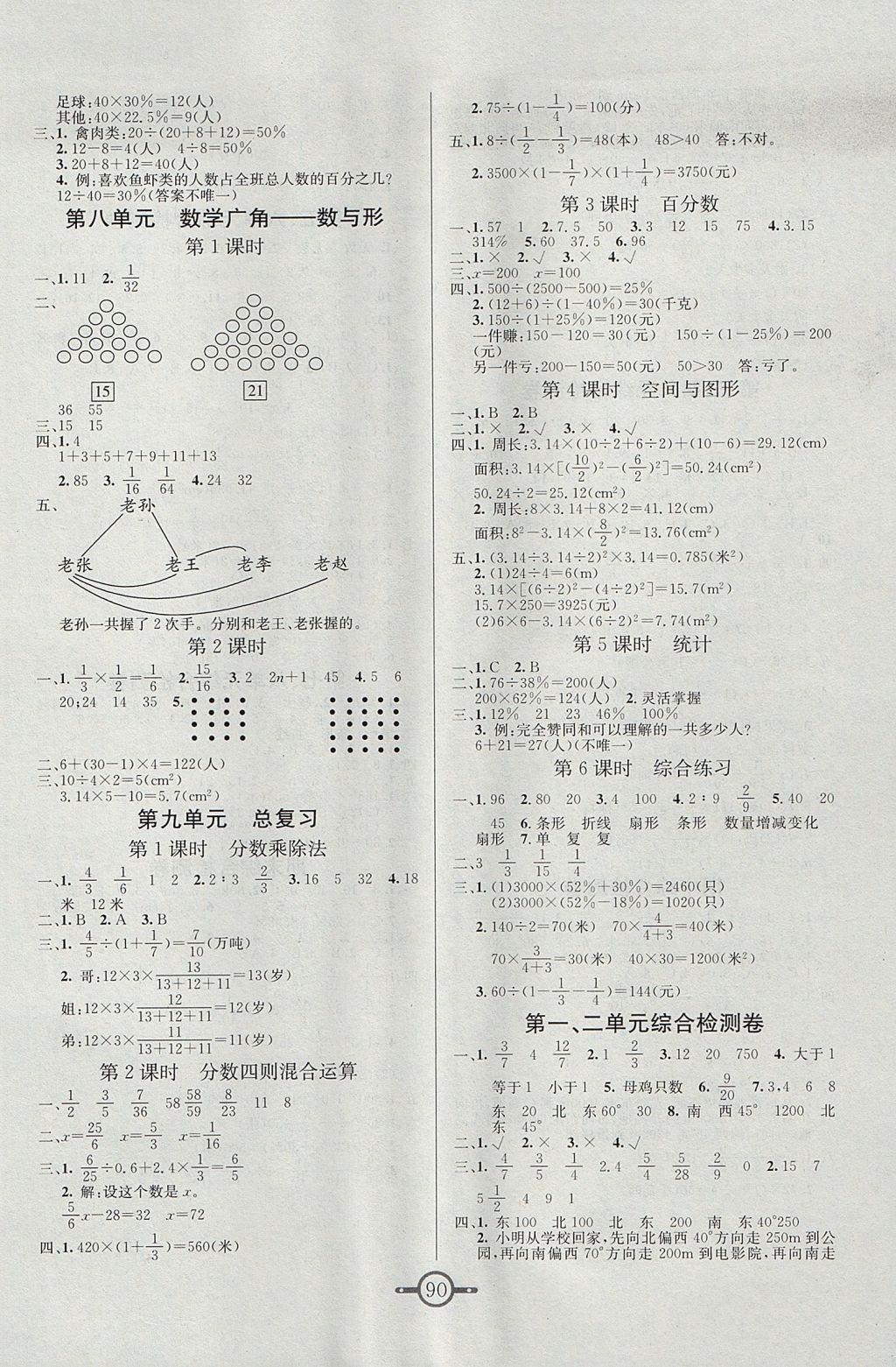 2017年名師金手指領(lǐng)銜課時(shí)六年級(jí)數(shù)學(xué)上冊(cè)人教版 參考答案第6頁(yè)