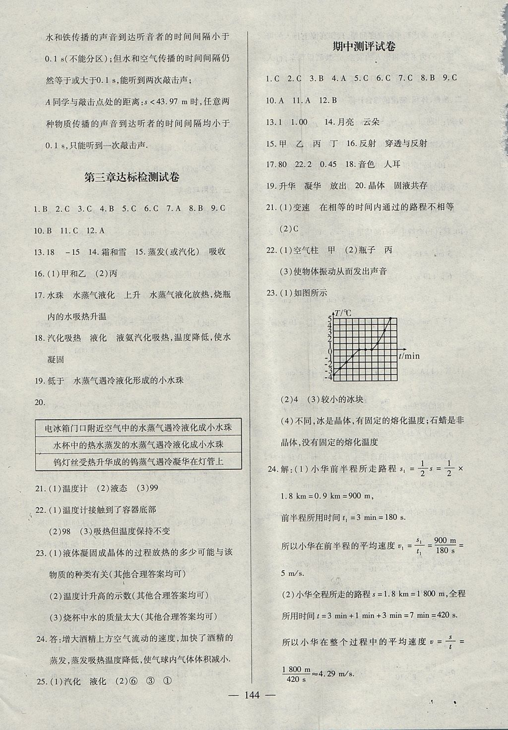 2017年名師三導(dǎo)學(xué)練考八年級(jí)物理上冊(cè)人教版 參考答案第20頁(yè)