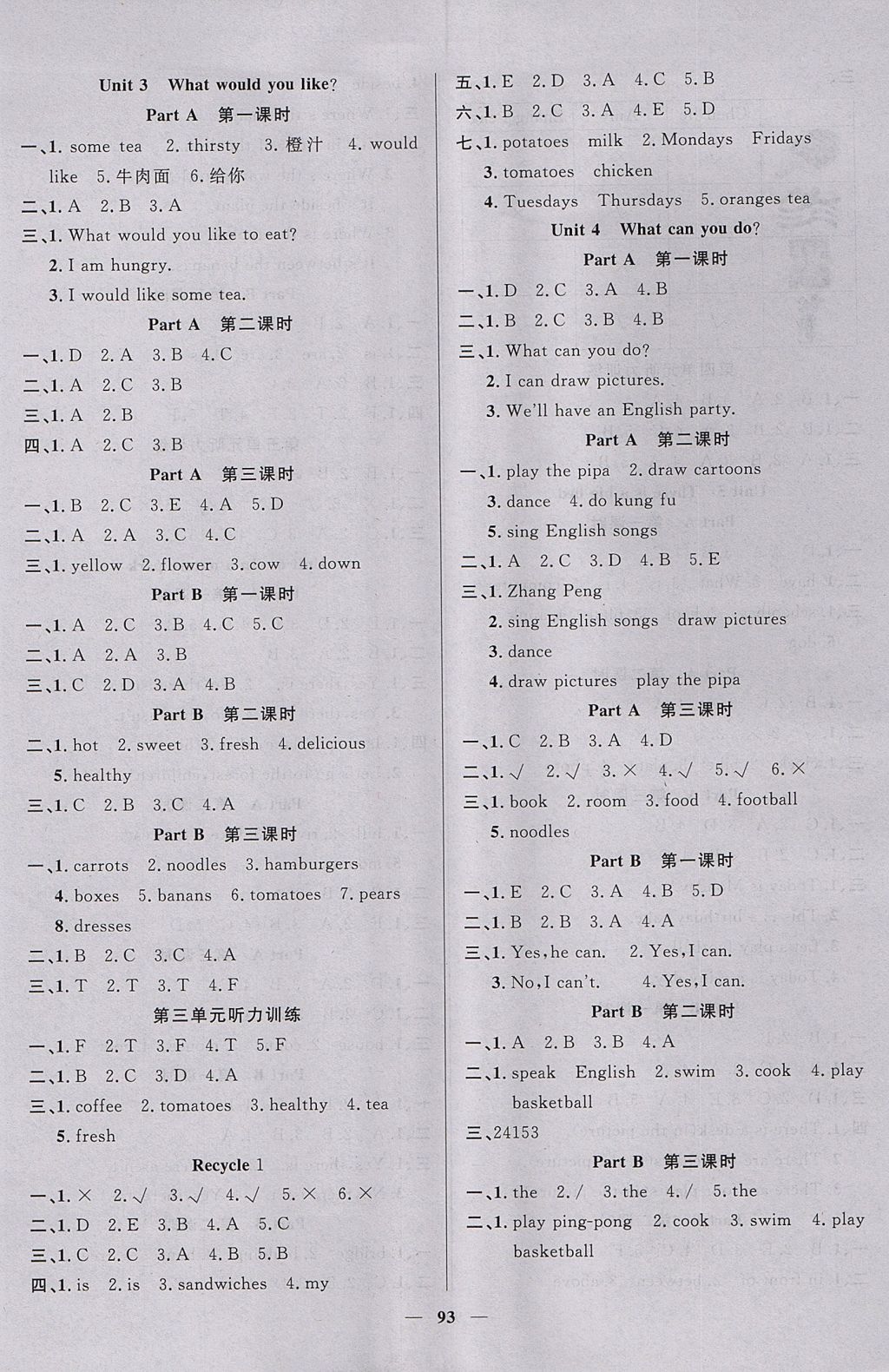 2017年聰明芽導練考五年級英語上冊人教PEP版 參考答案第2頁