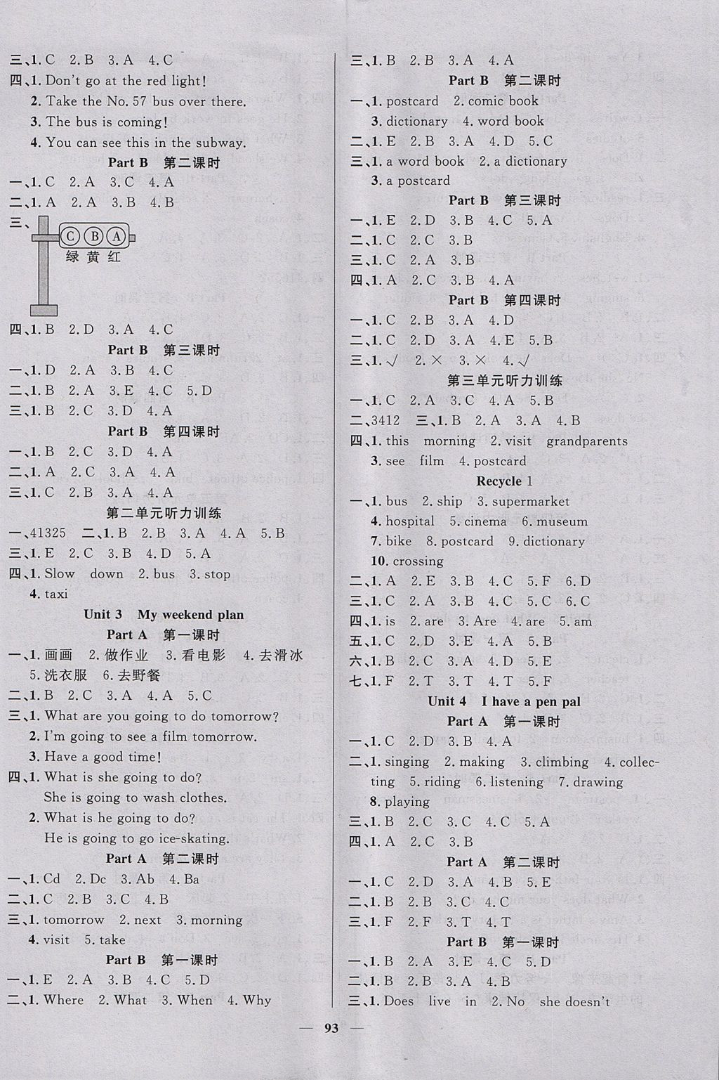 2017年聰明芽導(dǎo)練考六年級英語上冊人教PEP版 參考答案第2頁