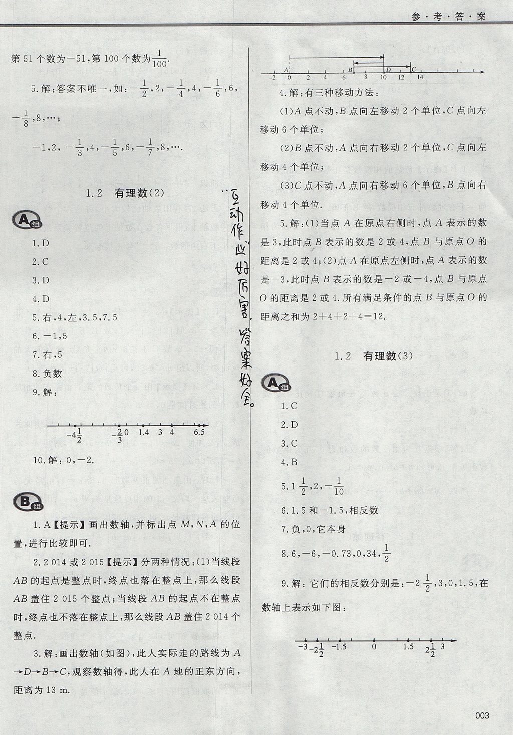 2017年學(xué)習(xí)質(zhì)量監(jiān)測七年級數(shù)學(xué)上冊人教版 參考答案第3頁