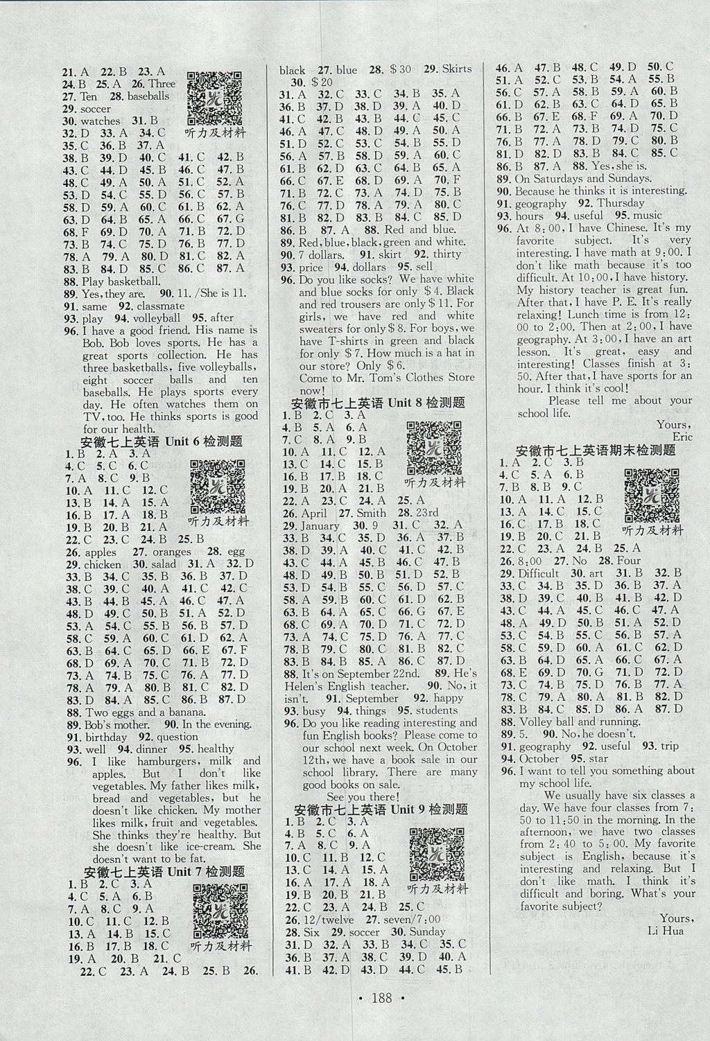 2017年課堂導(dǎo)練1加5七年級英語上冊人教版安徽專用 參考答案第8頁