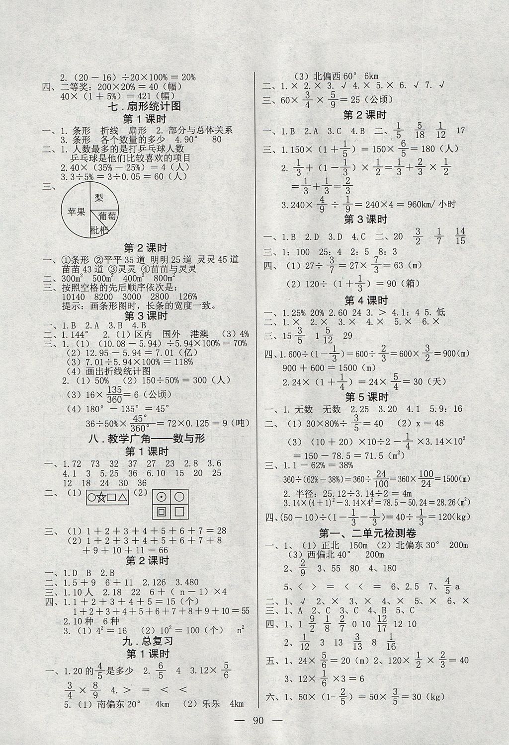 2017年課堂作業(yè)課時(shí)訓(xùn)練六年級(jí)數(shù)學(xué)上冊(cè)人教版 參考答案第6頁(yè)