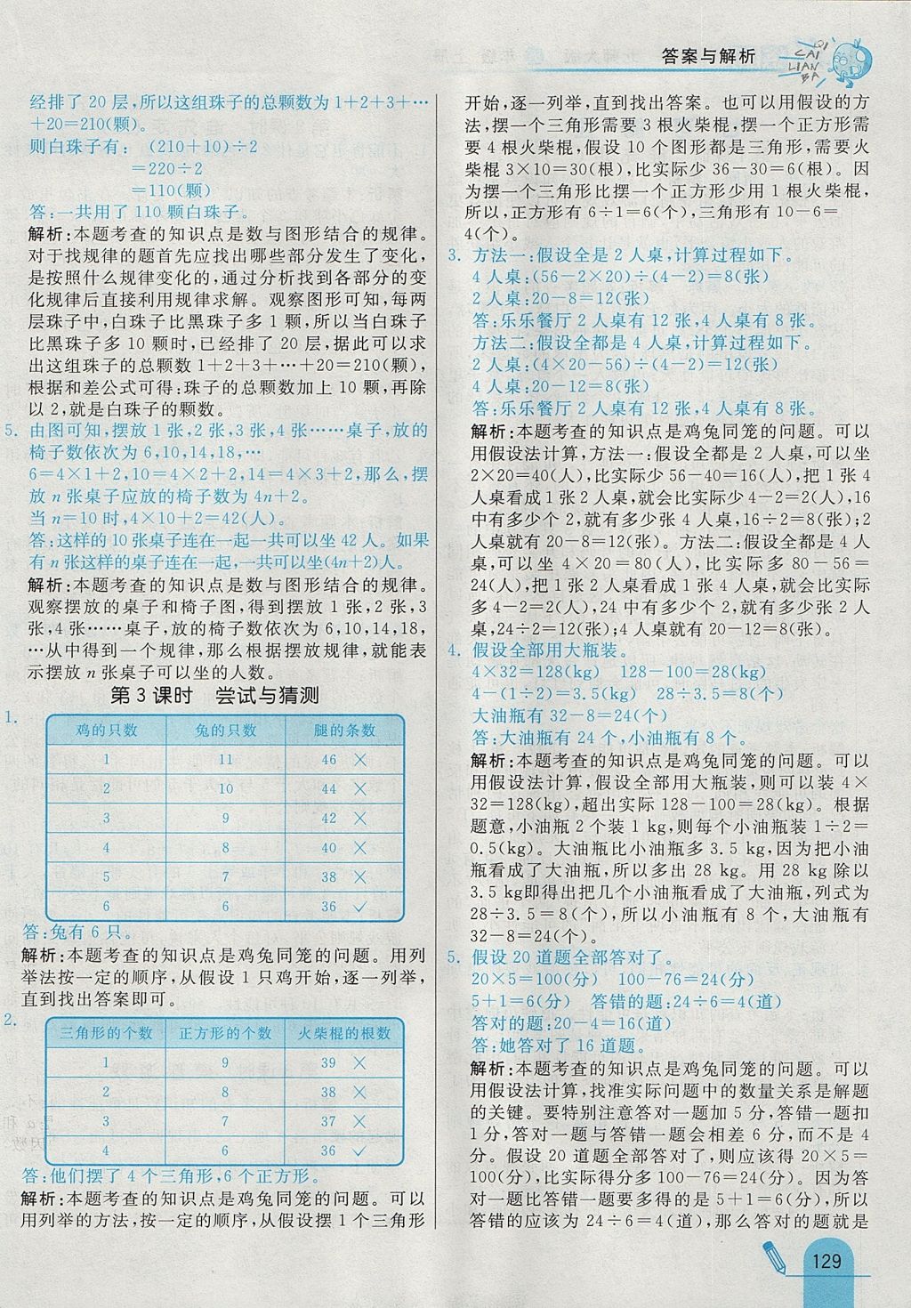 2017年七彩練霸五年級數(shù)學(xué)上冊北師大版 參考答案第45頁