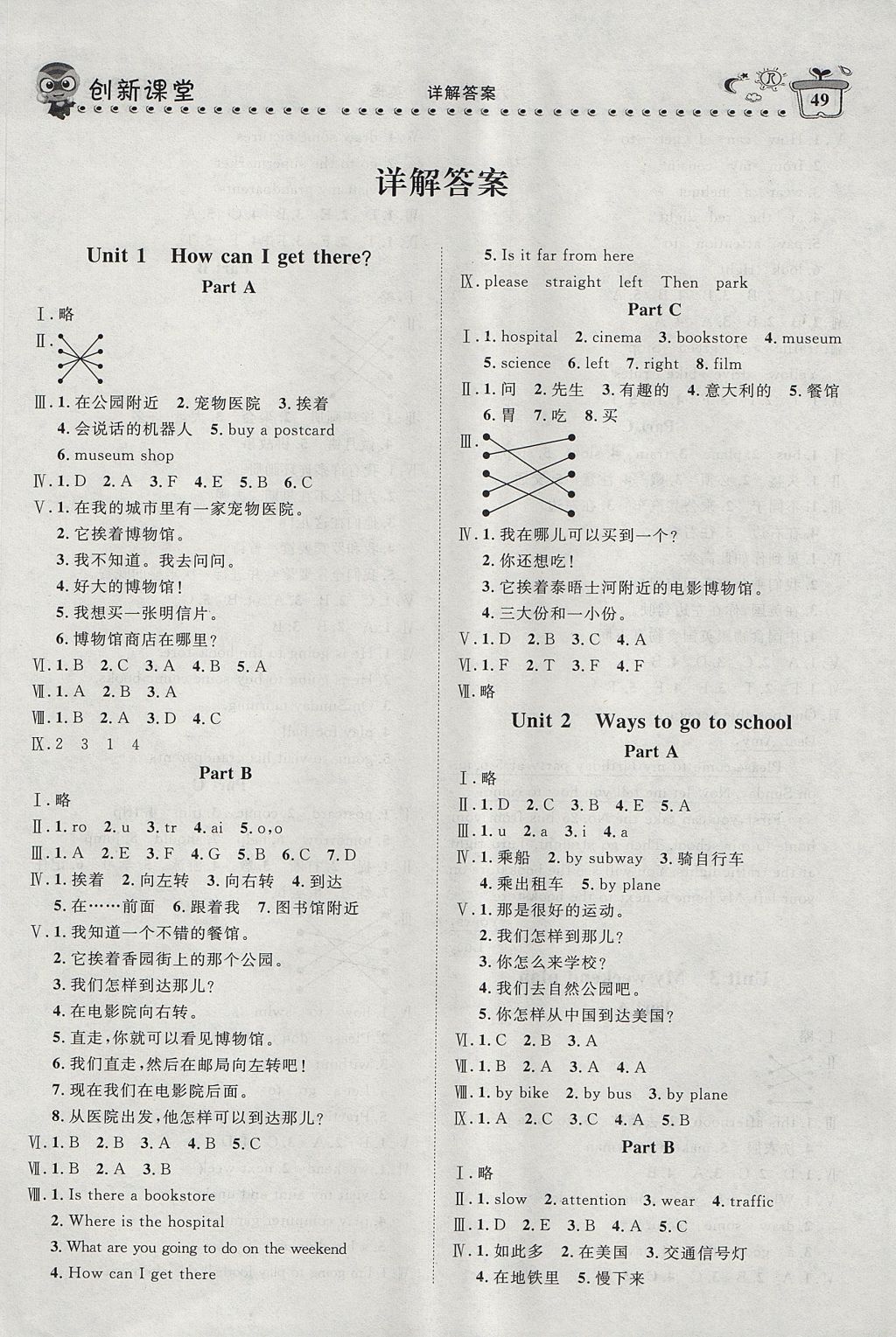 2017年小超人創(chuàng)新課堂六年級英語上冊人教版 參考答案第1頁