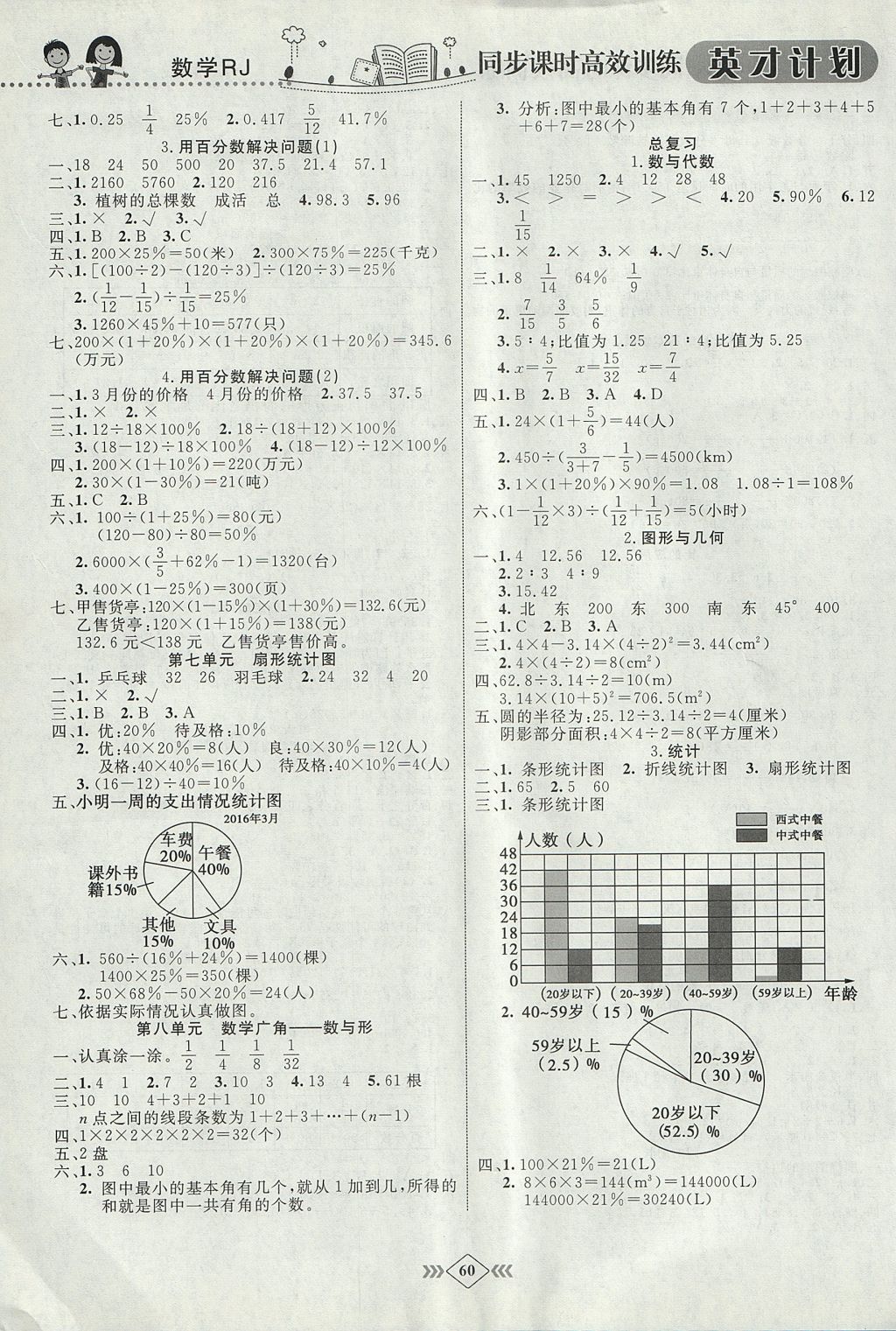 2017年英才計(jì)劃同步課時(shí)高效訓(xùn)練六年級(jí)數(shù)學(xué)上冊(cè)人教版 參考答案第7頁(yè)