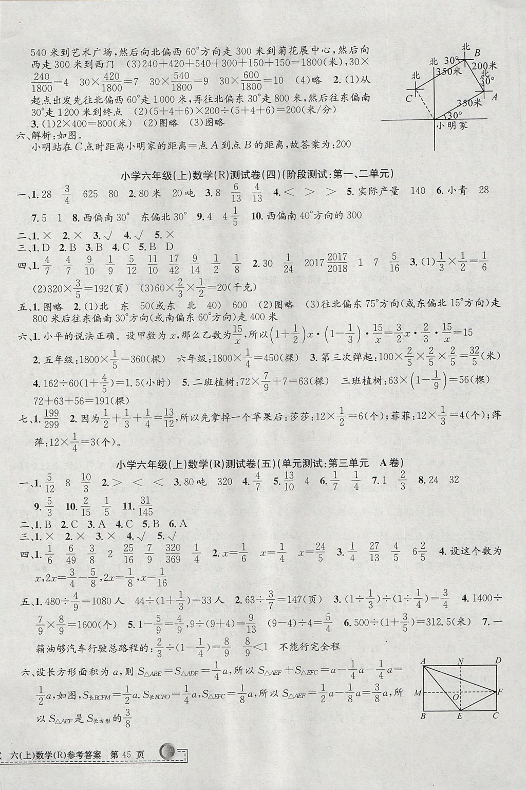 2017年孟建平小學(xué)單元測試六年級數(shù)學(xué)上冊人教版 參考答案第2頁