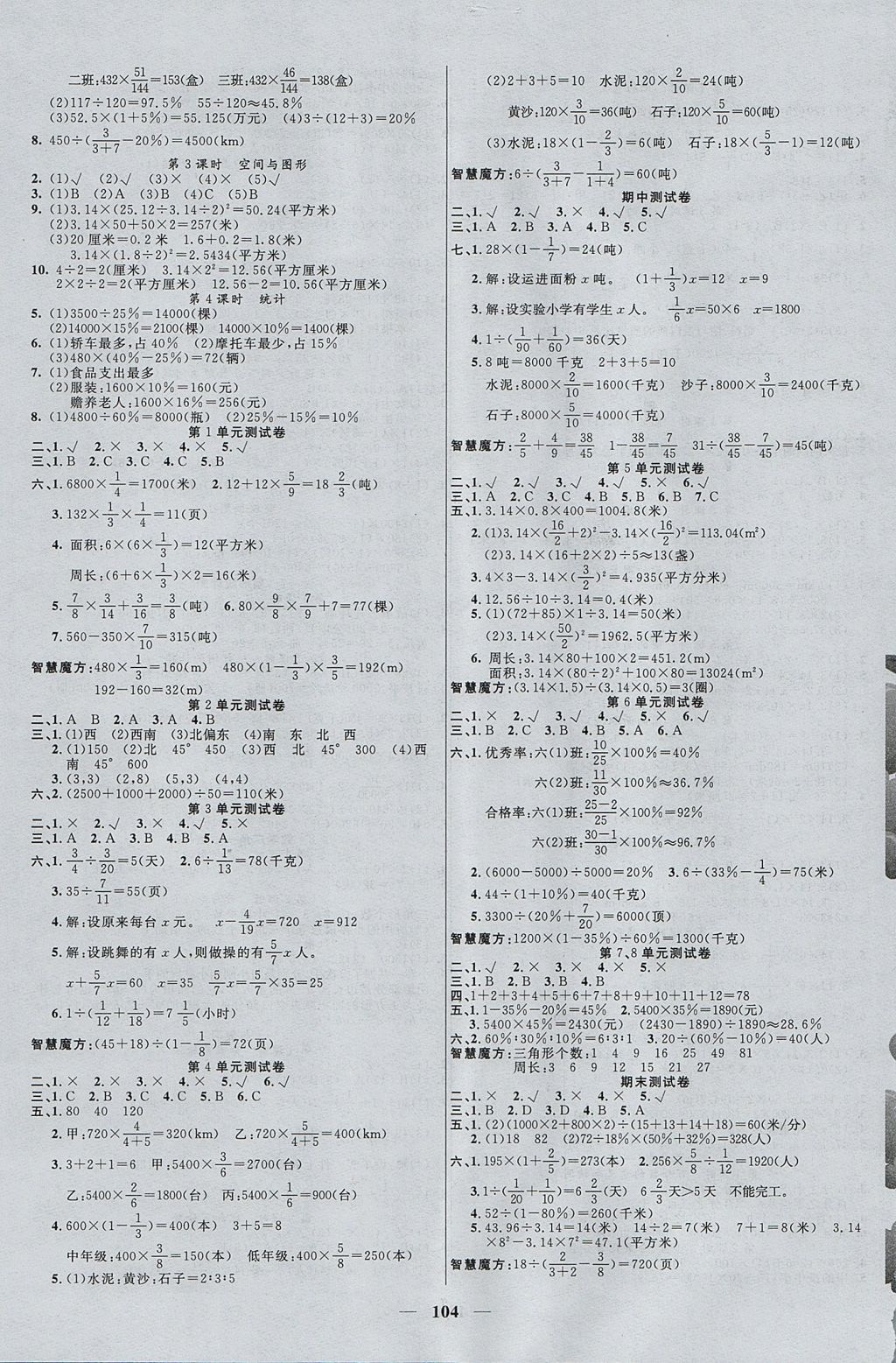 2017年智慧樹(shù)同步講練測(cè)六年級(jí)數(shù)學(xué)上冊(cè)人教版 參考答案第3頁(yè)