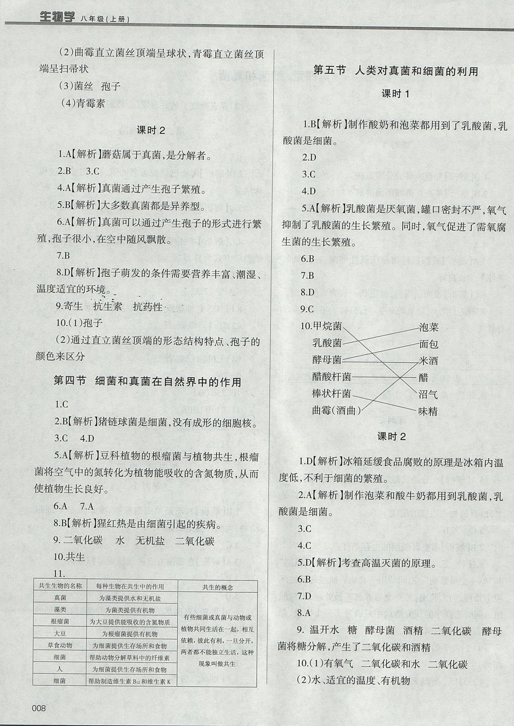 2017年学习质量监测八年级生物学上册人教版 参考答案第8页