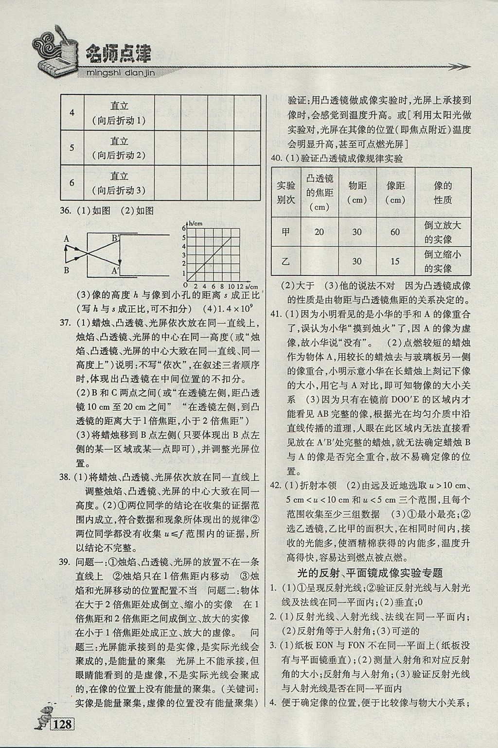 2017年名师点津课课练单元测八年级物理上册 参考答案第7页