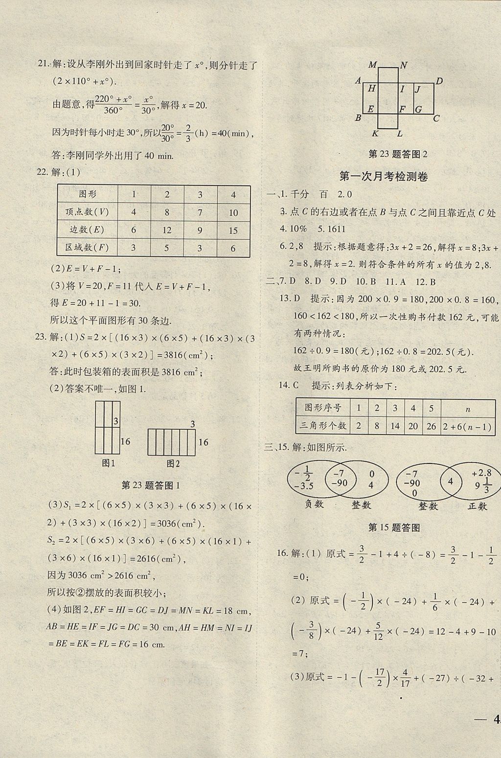 2017年云南省考標(biāo)準(zhǔn)卷七年級(jí)數(shù)學(xué)上冊(cè)人教版 參考答案第5頁(yè)