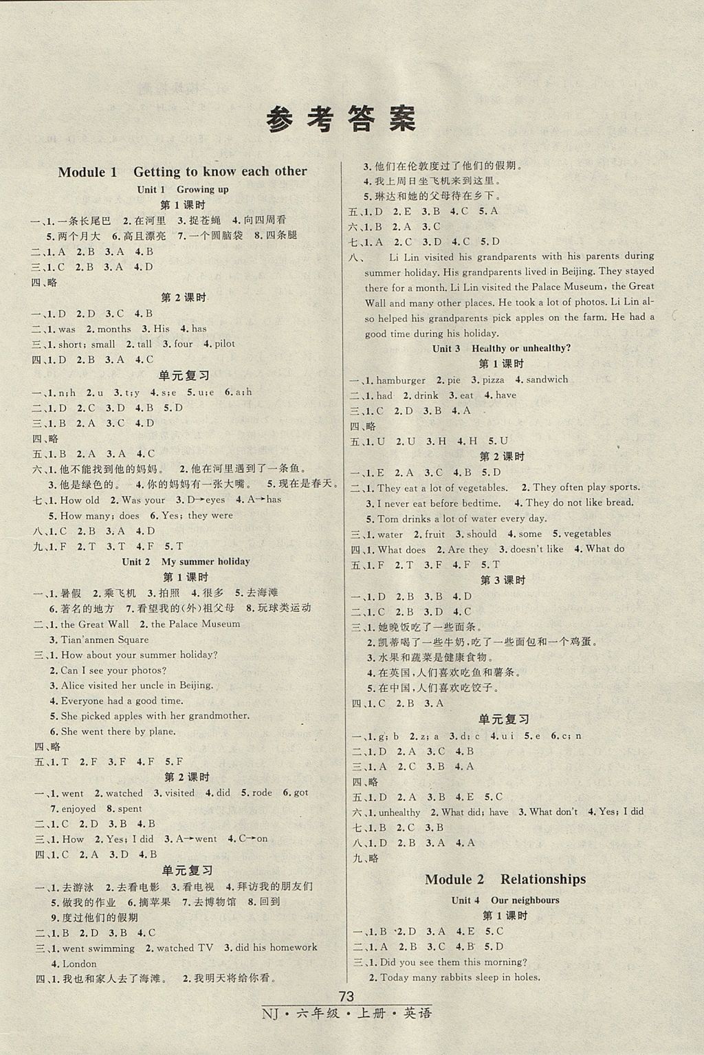 2017年鐘書金牌課課練六年級(jí)英語(yǔ)上冊(cè)牛津版 參考答案第1頁(yè)