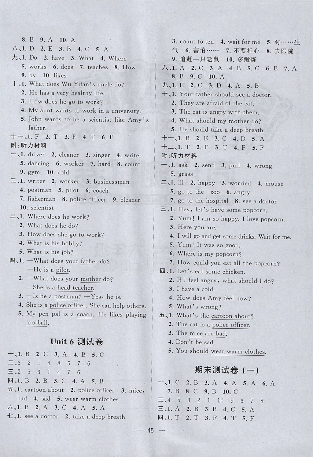 2017年課課優(yōu)課堂小作業(yè)六年級(jí)英語(yǔ)上冊(cè)人教版 參考答案第9頁(yè)