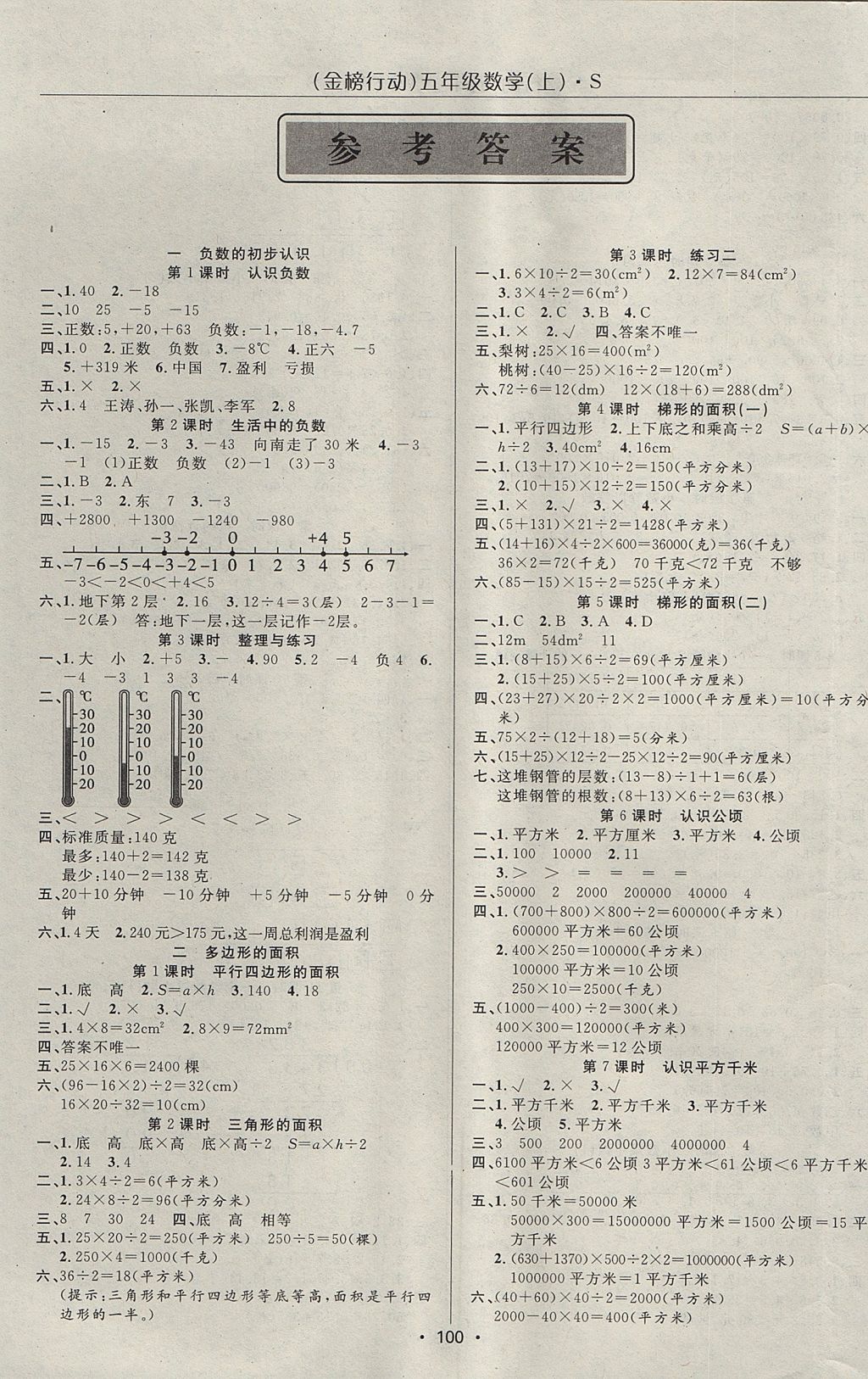 2017年金榜行動(dòng)高效課堂助教型教輔五年級(jí)數(shù)學(xué)上冊(cè)蘇教版 參考答案第1頁(yè)