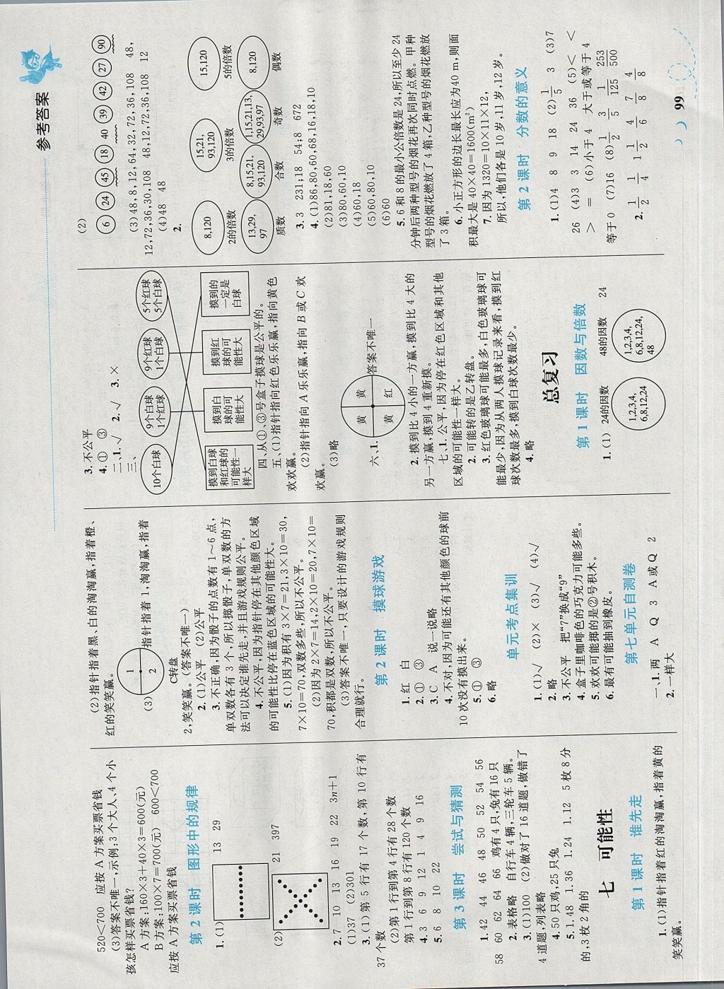 2017年小学同步学考优化设计小超人作业本五年级数学上册北师大版 参考答案第11页