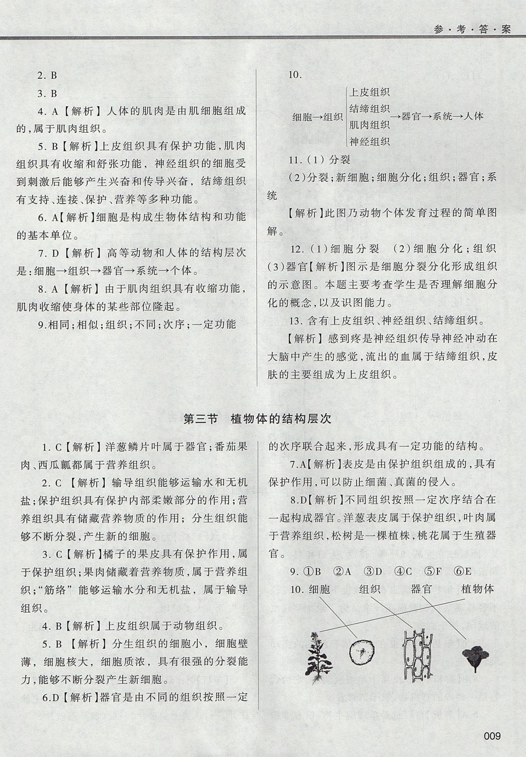 2017年學(xué)習(xí)質(zhì)量監(jiān)測七年級生物學(xué)上冊人教版 參考答案第9頁