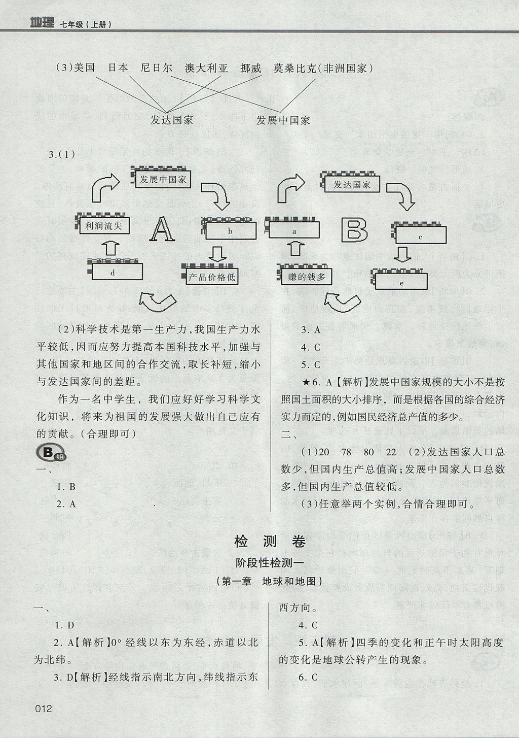 2017年學習質量監(jiān)測七年級地理上冊人教版 參考答案第12頁