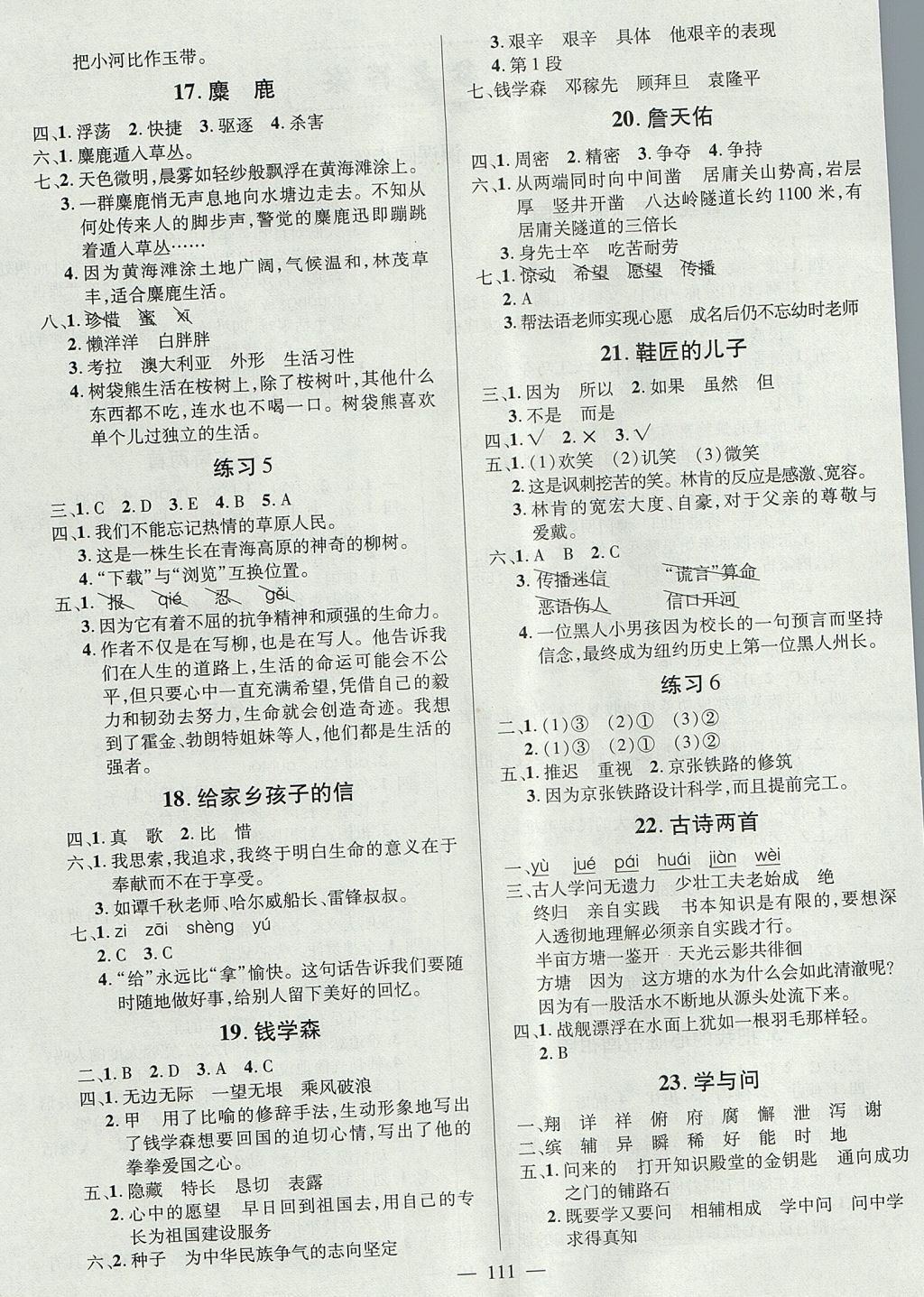 2017年創(chuàng)優(yōu)作業(yè)100分導(dǎo)學(xué)案六年級(jí)語文上冊(cè)蘇教版 參考答案第4頁(yè)