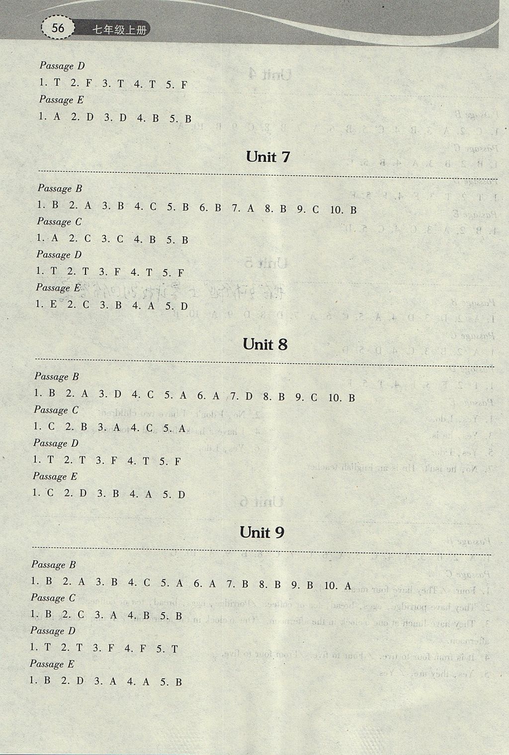 2017年長(zhǎng)江作業(yè)本初中英語(yǔ)閱讀訓(xùn)練七年級(jí)上冊(cè)人教版 參考答案第3頁(yè)