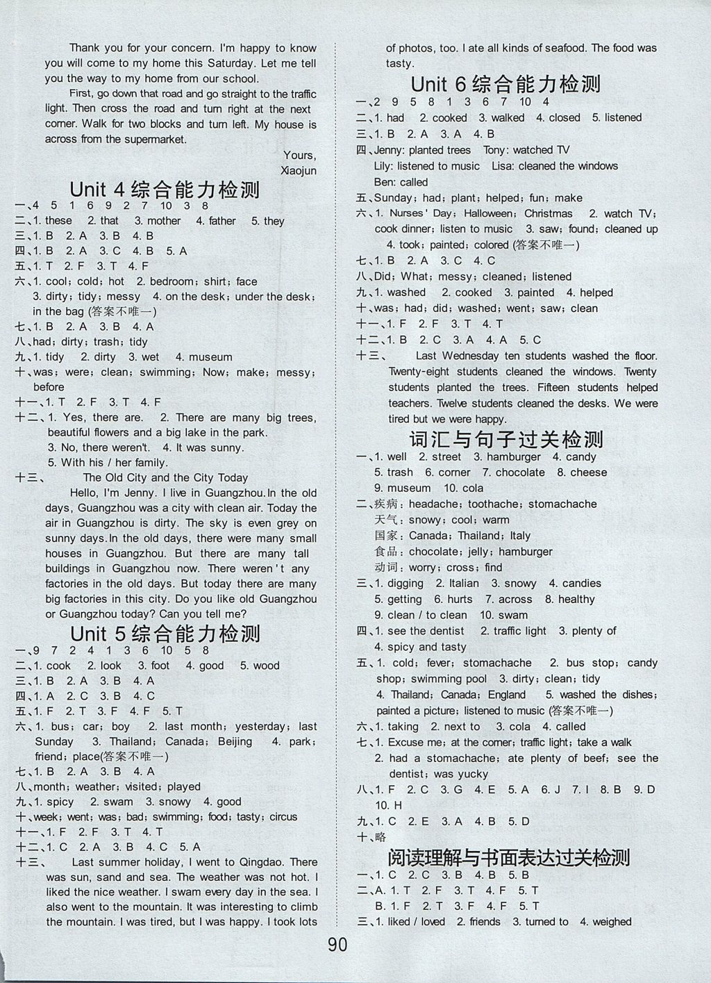 2017年陽光同學課時優(yōu)化作業(yè)六年級英語上冊粵人民版 參考答案第4頁