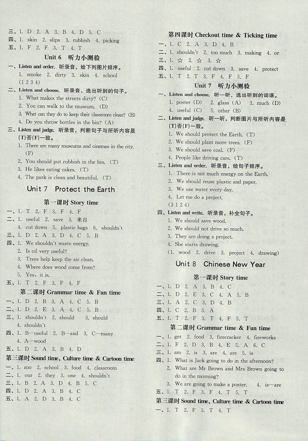 2017年非常1加1一課一練六年級(jí)英語(yǔ)上冊(cè)牛津版 參考答案第4頁(yè)