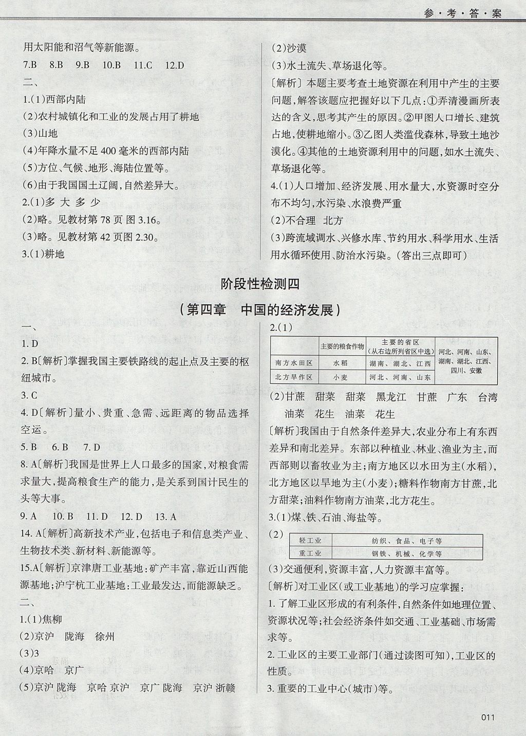 2017年学习质量监测八年级地理上册人教版 参考答案第11页