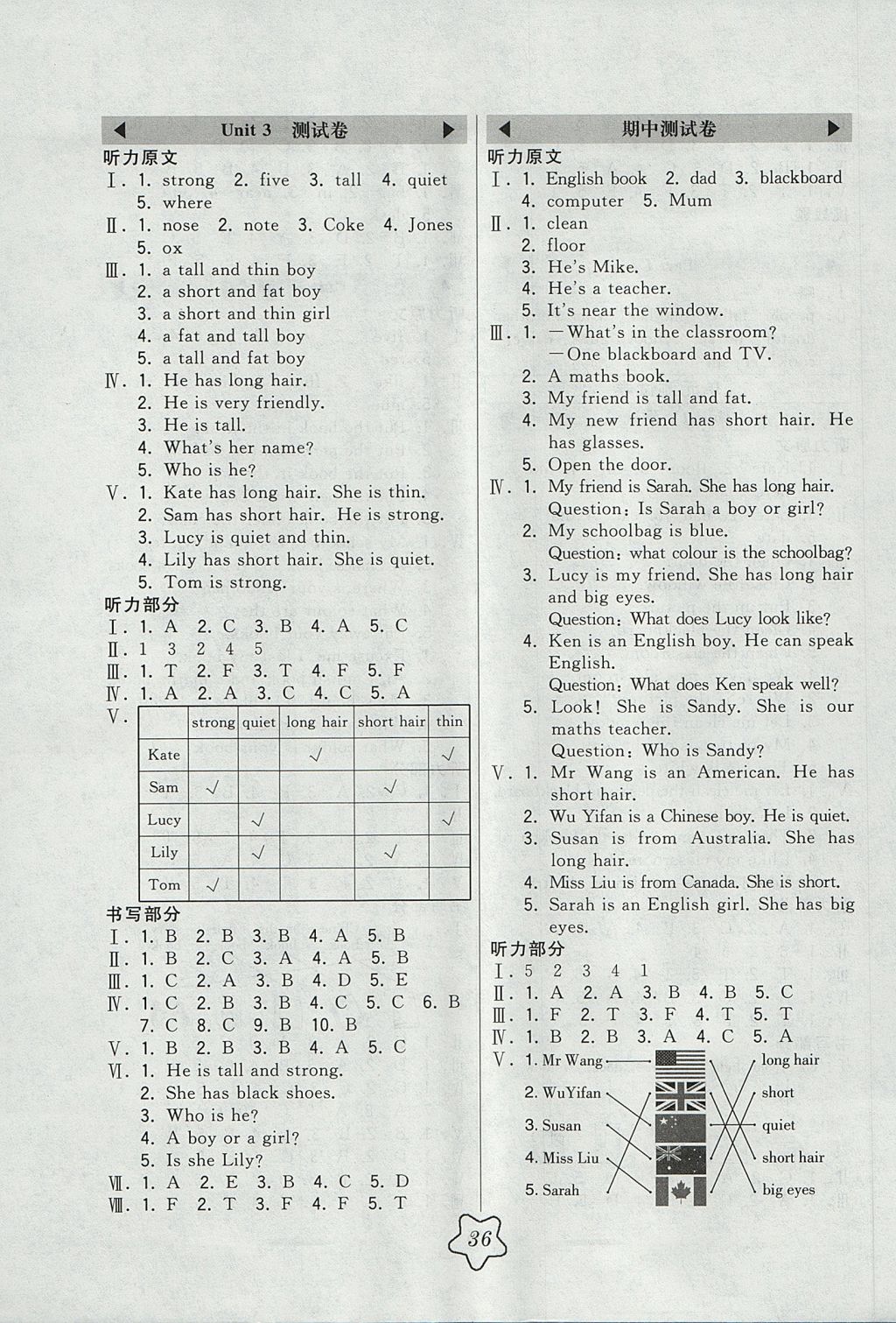 2017年北大綠卡四年級英語上冊人教PEP版 參考答案第4頁