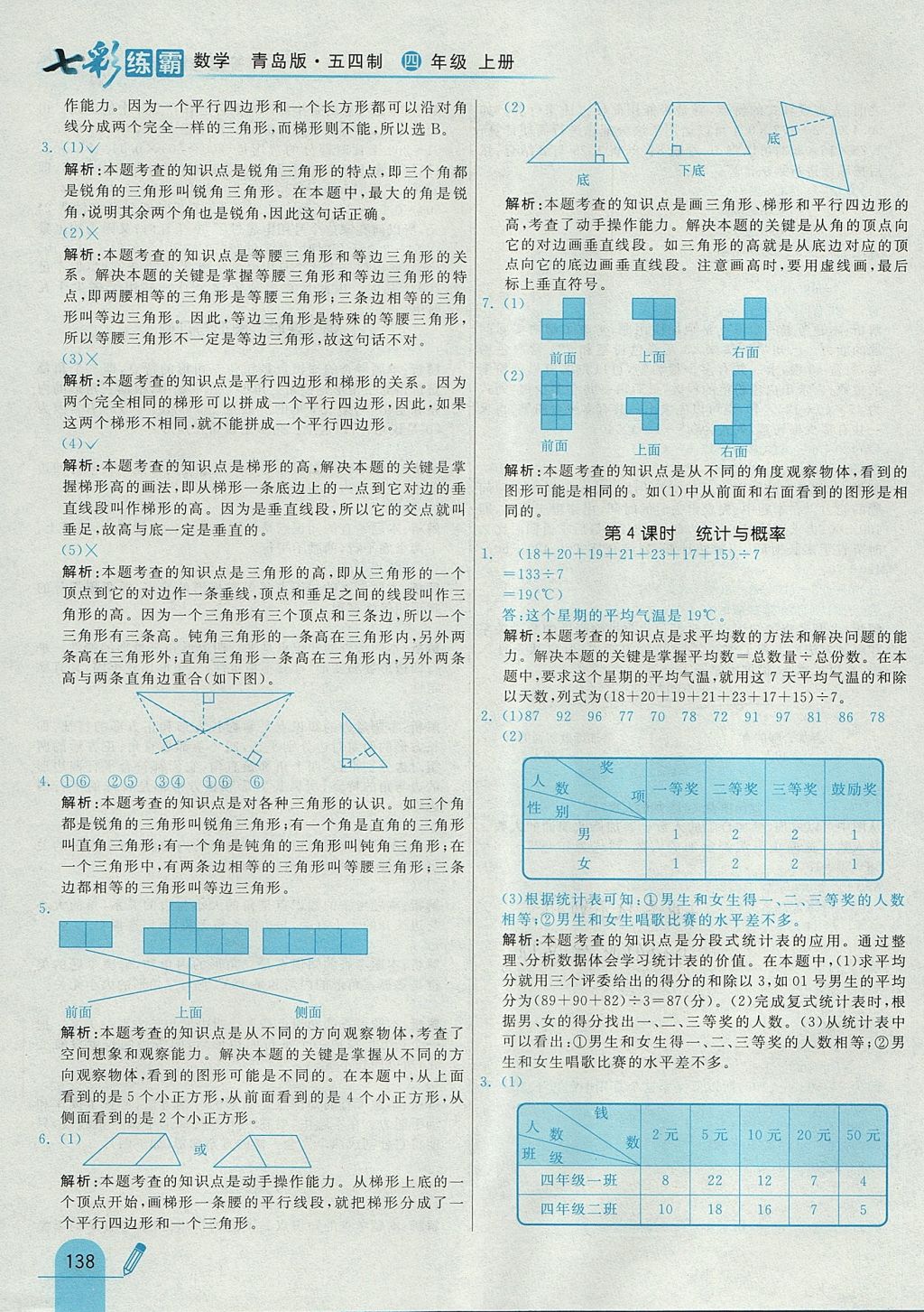 2017年七彩練霸四年級數(shù)學上冊青島版五四制 參考答案第46頁