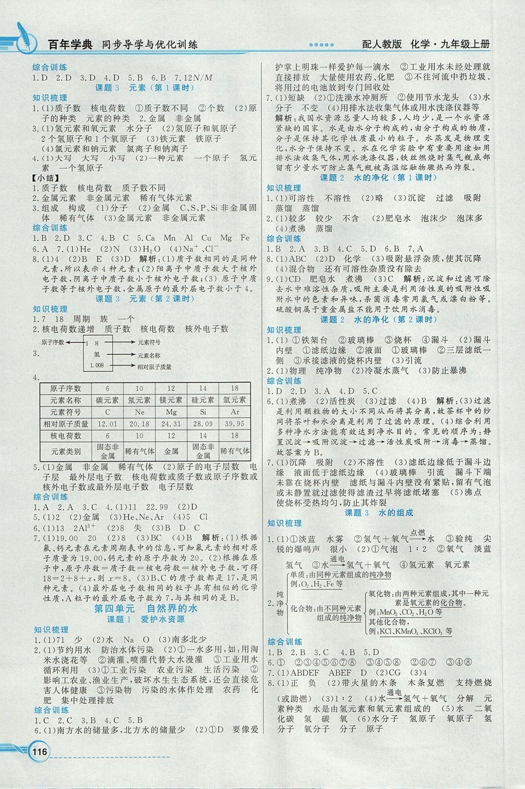 2017年同步导学与优化训练九年级化学上册人教版 参考答案第4页