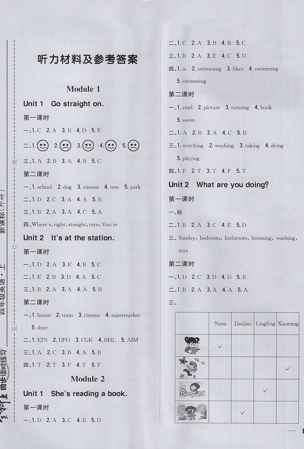 2017年全科王同步課時(shí)練習(xí)四年級(jí)英語(yǔ)上冊(cè)外研版 參考答案第1頁(yè)