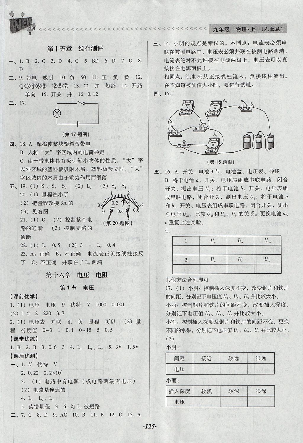 2017年全优点练课计划九年级物理上册人教版 参考答案第7页