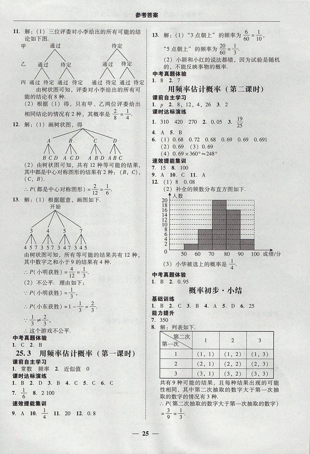 2017年南粤学典学考精练九年级数学全一册人教版 参考答案第25页