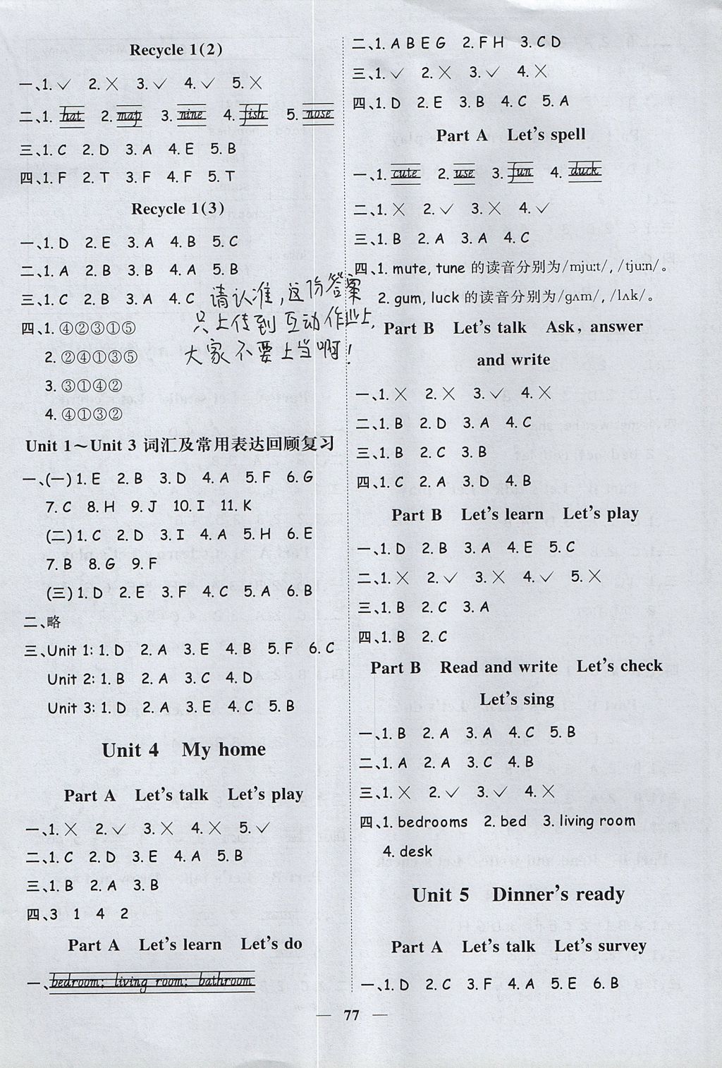 2017年陽光同學(xué)課時(shí)優(yōu)化作業(yè)四年級(jí)英語上冊(cè)人教PEP版 參考答案第3頁