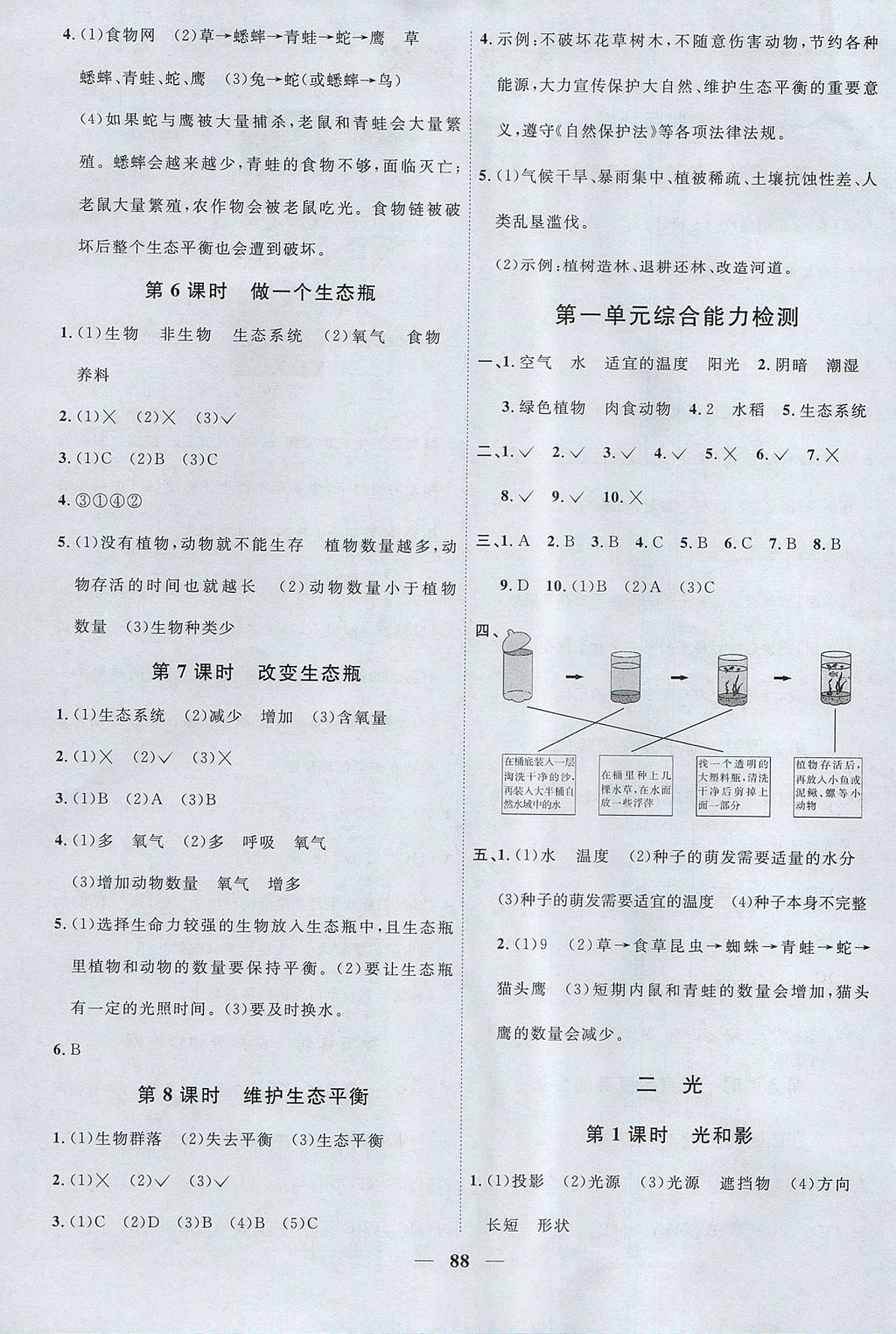 2017年陽(yáng)光同學(xué)課時(shí)優(yōu)化作業(yè)五年級(jí)科學(xué)上冊(cè)教科版 參考答案第2頁(yè)