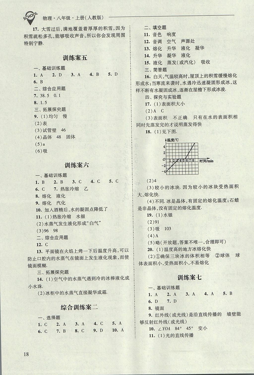 2017年新課程問題解決導(dǎo)學(xué)方案八年級(jí)物理上冊人教版 參考答案第18頁