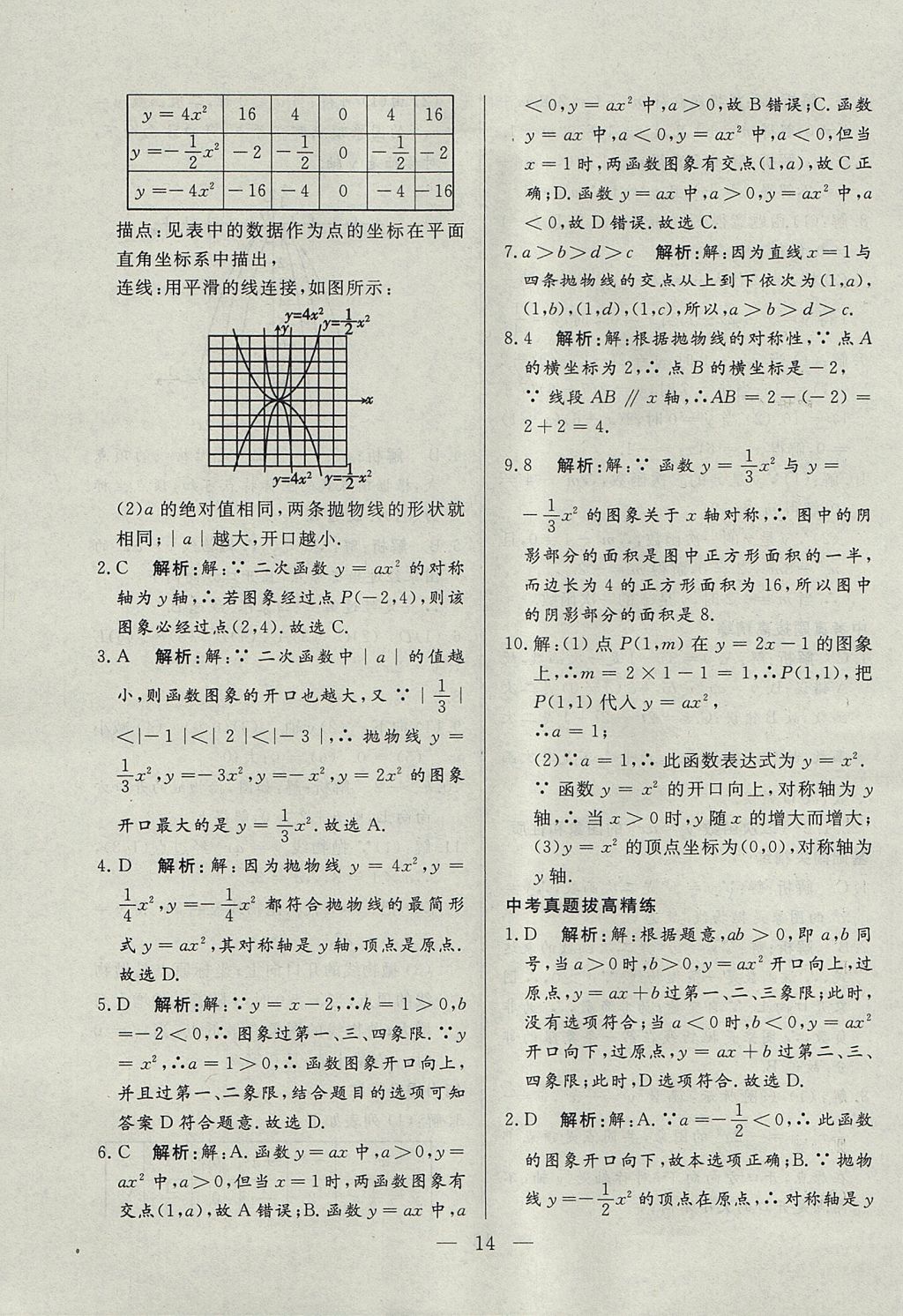 2017年成龙计划课时一本通九年级数学上册人教版 参考答案第14页