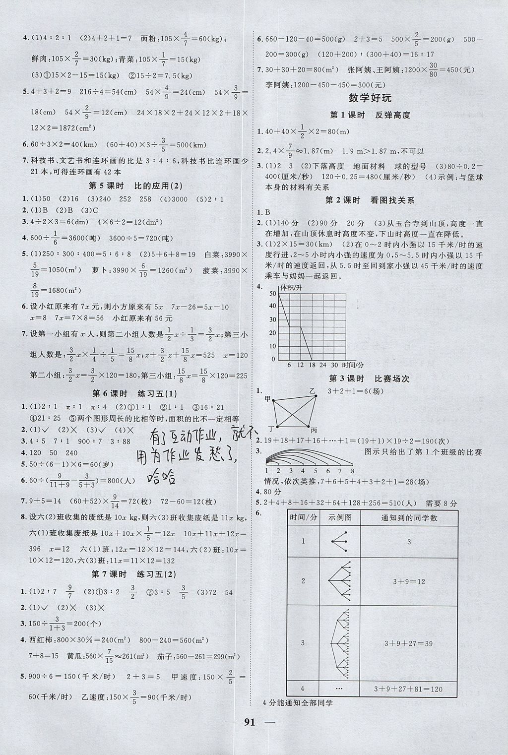 2017年陽光同學(xué)課時優(yōu)化作業(yè)六年級數(shù)學(xué)上冊北師大版深圳專版 參考答案第7頁