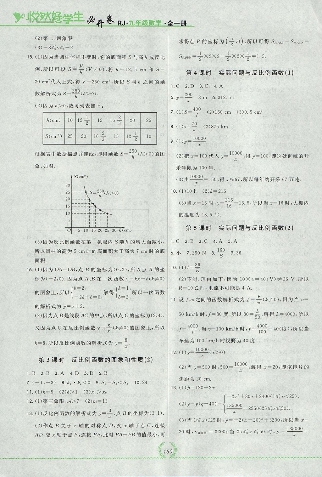 2017年悅?cè)缓脤W生必開卷九年級數(shù)學全一冊人教版吉林省專版 參考答案第16頁